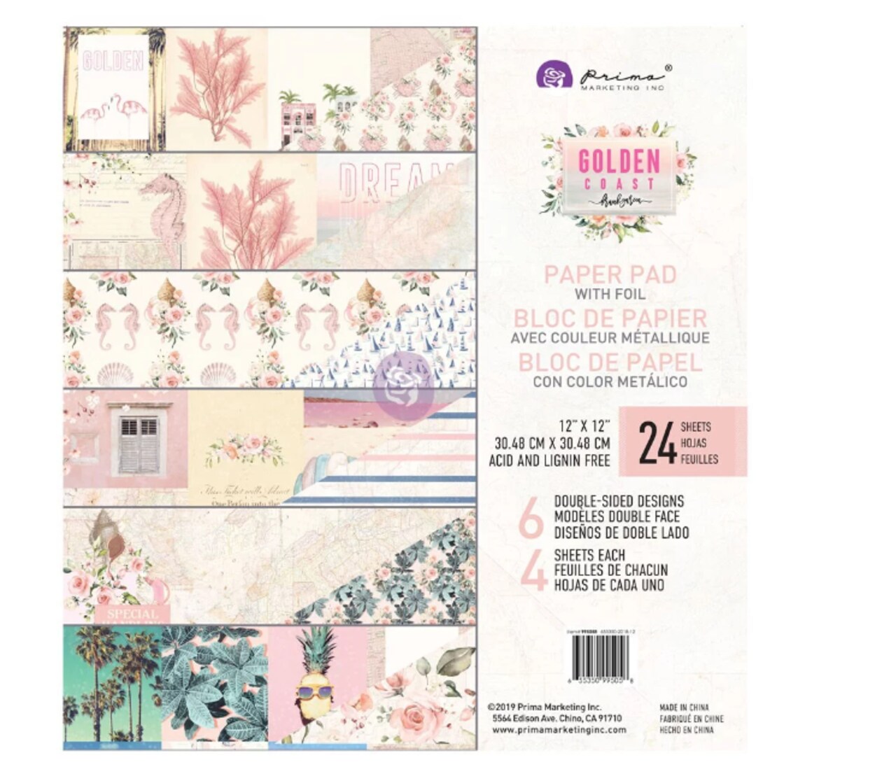 PRIMA MARKETING INC Scrapbooking Craft Paper 12"x12" Golden Coast Collection Paper Pad UPC 655350995058